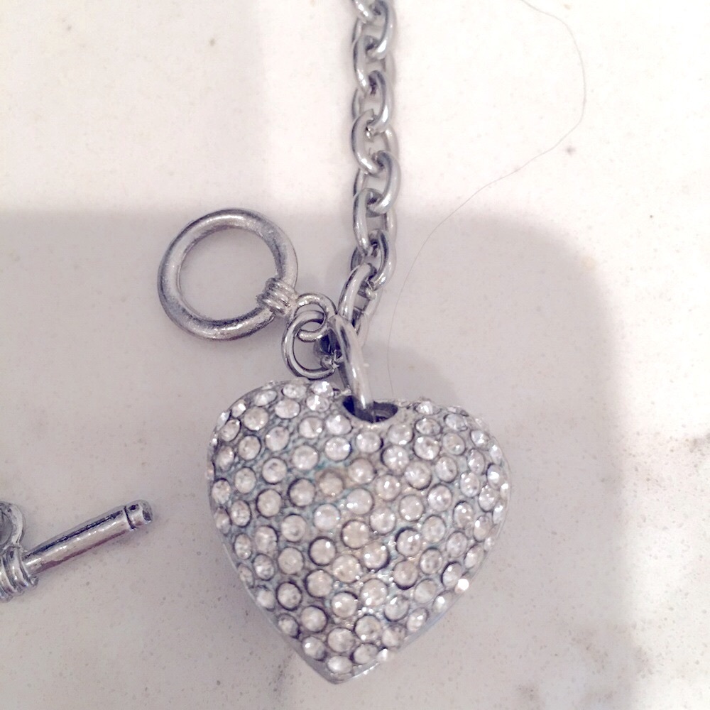 Sparkling Silver Heart Necklace with Crystal Pavé - Picture 7 of 11